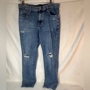 Gap Denim Jeans Womens 10/30 Girlfriend Regular Fit Distressed Medium Wash